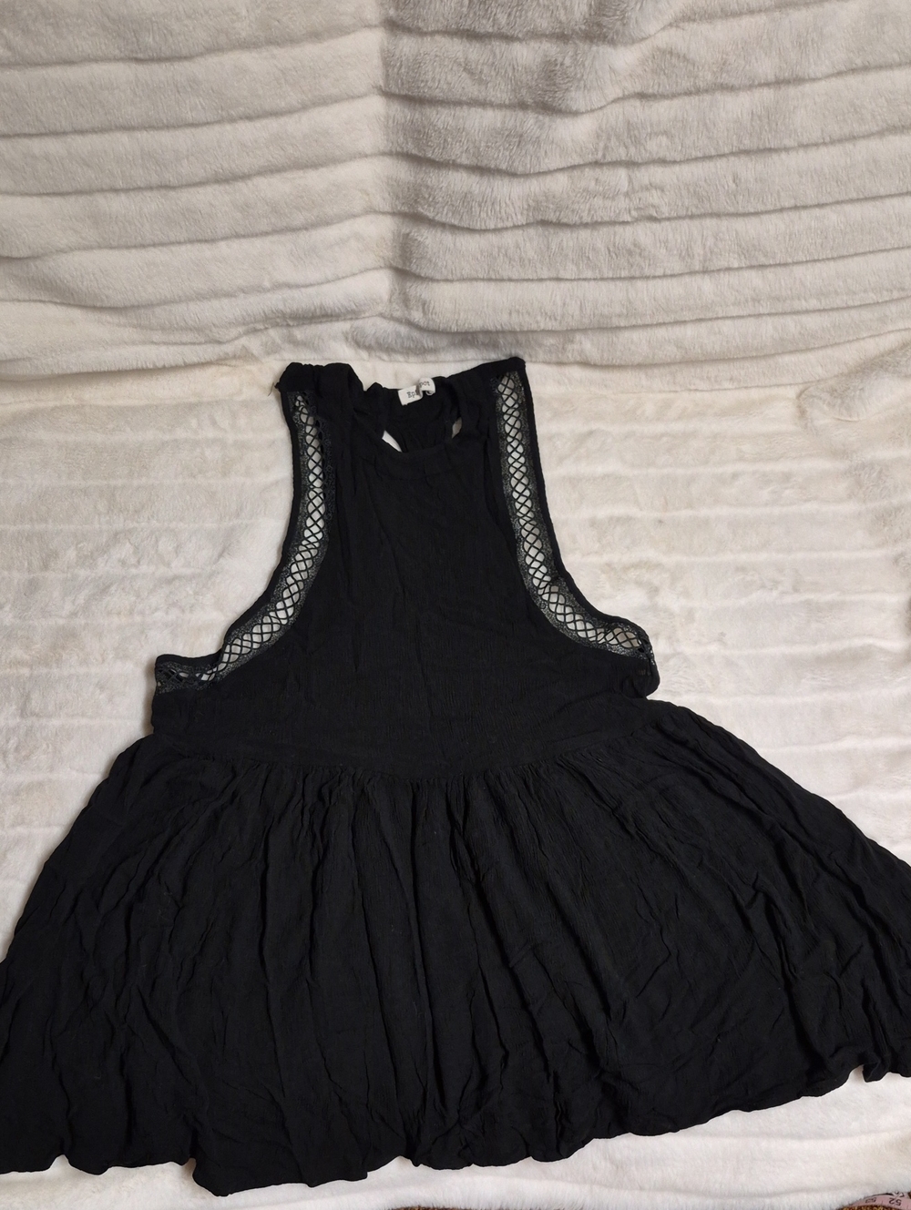 Black Women Sleeveless Mesh-Trim Dress